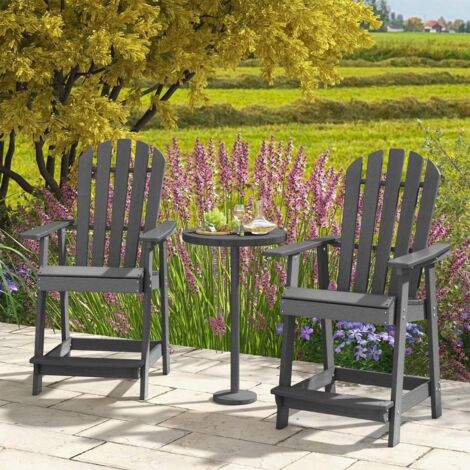 Tabouret de bar dexterieur avec accoudoirs et repose pieds chaise de patio en pehd tabouret de pub resistant aux intemperies gris (1/5)