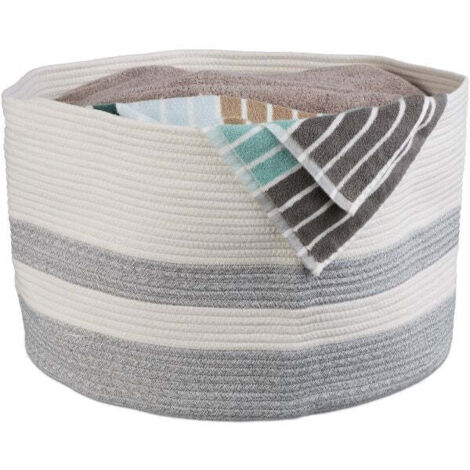 Panier à Linge Tressé, 58 L, En Corde De Coton, Grand Panier à Linge Pour Couvertures, Jouets