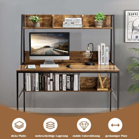 Bureau dordinateur avec etagere bibliotheque et repose pieds reglables table de travail basse (1/5)