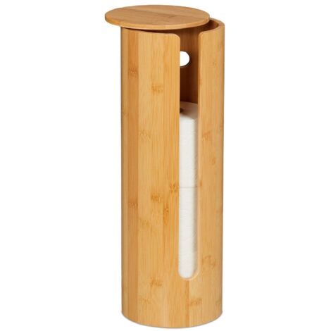 Panier De Rangement Pour Papier Toilette En Bambou Et Tissu Oxford - 32L - Contient 12 Rouleaux - Avec Couvercle Et Fenêtre Transparente