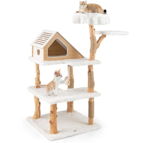 Petit arbre à chat avec 2 grottes poteaux à griffer