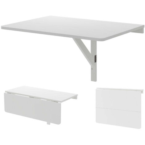 Table pliante murale table de cuisine gain de place table murale pliante 80 x 60 cm blanc (1/5)
