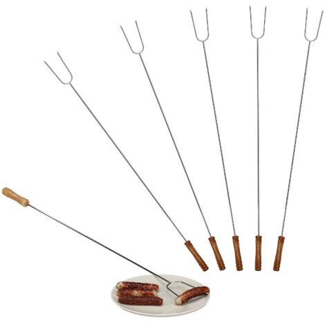 Lot De 6 Brochettes à Burger En Acier Inoxydable Extra Longues 17 Cm - Logo Flamme, Made In Germany
