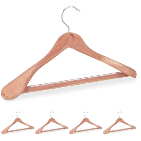 Lot De 5 Cintres Bois De Cèdre Hangerworld Épaules Bombées Pour Vestes - Naturel