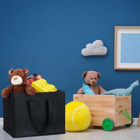 Panier Escalier En Feutre Pliable Avec Poignées - Organiseur Rangement Linge Jouets - Noir Pour Escaliers Tapis Et Bois
