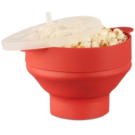 Bol de Popcorn Pliable en Silicone Résistant à la Chaleur - Rouge