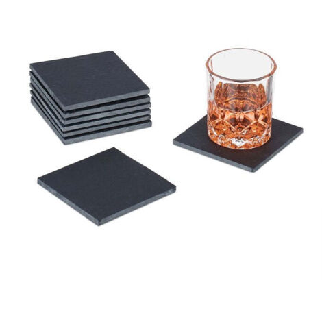 Lot De 6 Dessous De Verre "Ardoise" 10x10cm Gris