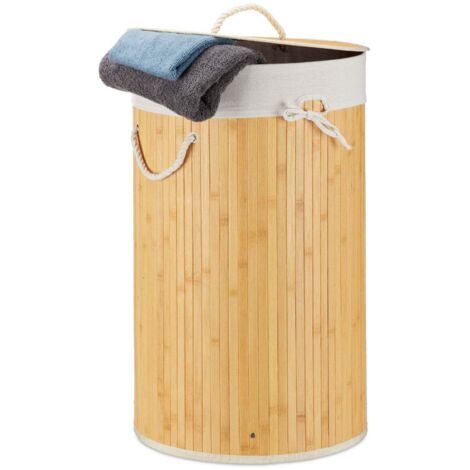 SONGMICS Panier à linge 2 compartiments en bambou - 100l pas cher