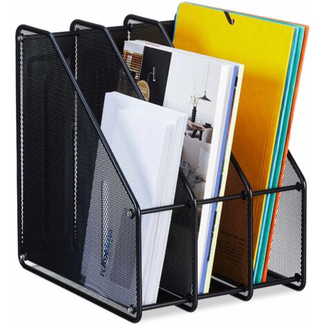 Porte-revues Vertical 4 Compartiments A4 - Organisateur Bureau Violet, Rangement Magazines Et Documents
