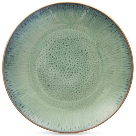 Assiette plate en ceramique verte glaze 27 cm