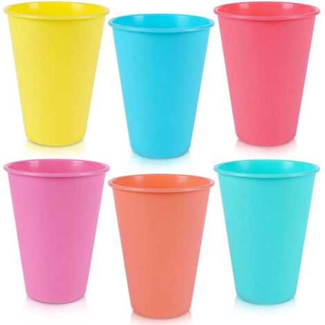 Gobelets en plastique pour boissons, incassables, lot de 6, colorés 400 (1/5)