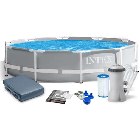 Piscine de jardin a cadre prism frame 366 x 76 cm 4en1 intex 26712