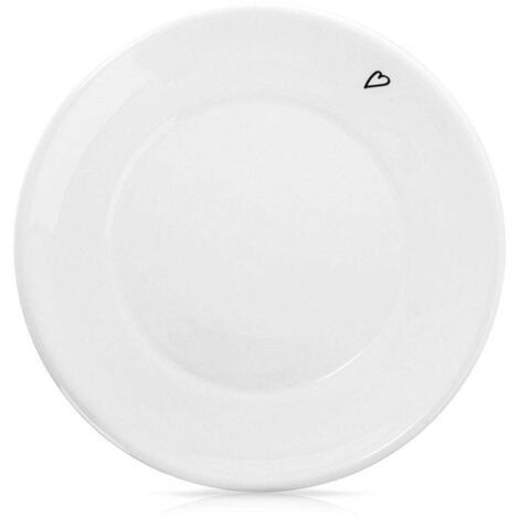 Plat en ceramique 12 cm - design blanc avec motif coeur passe au lave vaisselle (1/5)