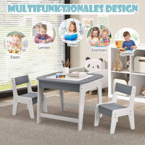 Ensemble De Sièges Pour Enfants - 2 Chaises + Table - Bois Laqué Gris
