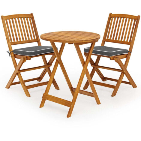 Ensemble de mobilier de balcon 3 pieces comprenant une table ronde 2 chaises et 2 coussins ensemble de sieges ergonomiques gris (1/5)