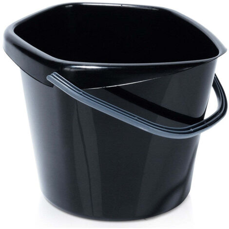 LOT de 3 Seaux noir 12L en plastique robuste avec graduation et poignée