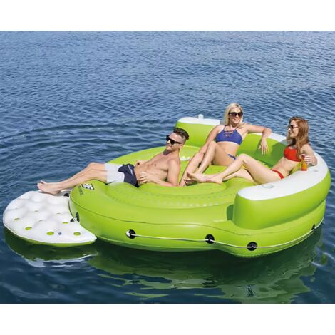 Bestway – Matelas gonflable de piscine en forme d'île XL 275x255x65 cm – 5 places avec dossier et porte-verres – Vinyle résistant 0,45 mm
