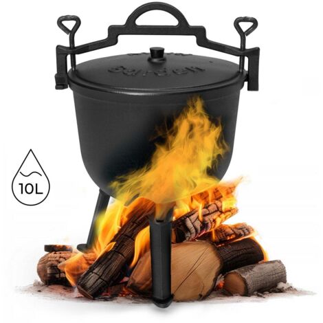 Chaudron En Fonte N7 Marmite – Déco Cuisine Française Avec Couvercle, Cuisson Au Feu