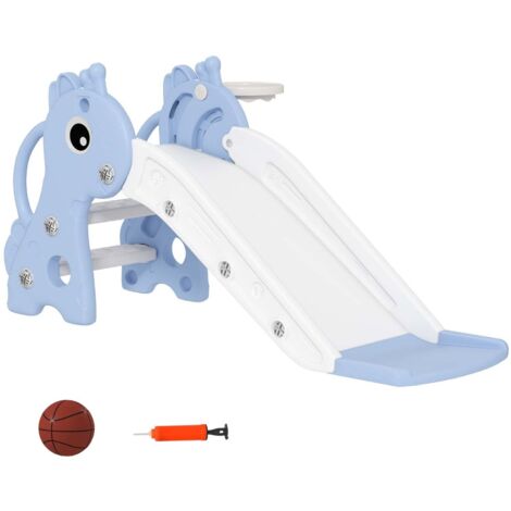 Toboggan Enfant 5-en-1 – Avec Panier De Basket, Télescope, Échelle, Rangement – Pour 1-3 Ans – Intérieur/Extérieur (206x180x91 Cm)