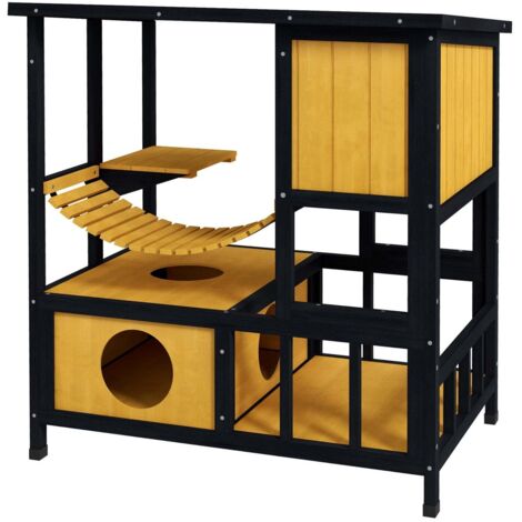 Niche Pour Chat 3 En 1 - Lit Superposé Avec Griffoir - Grande Capacité (jusqu'à 90 Kg) - Pour Intérieur Et Extérieur