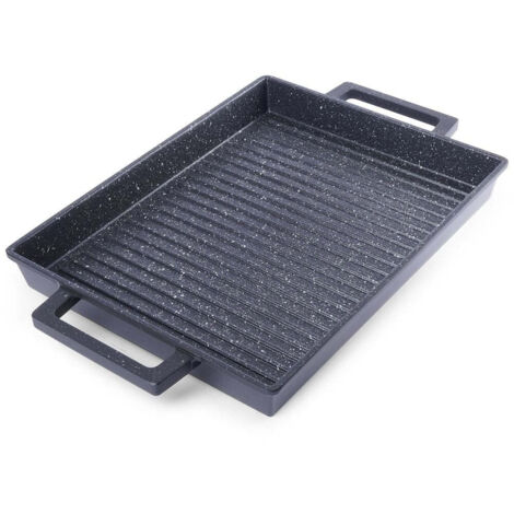 Plaque de gril polyvalente cuisiniere grill et four avec revetement antiadhesif