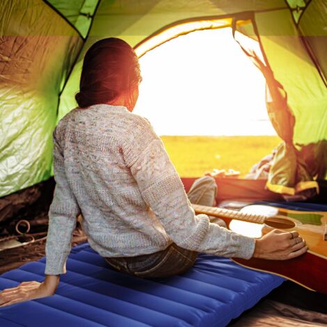 Tapis de couchage de camping matelas pneumatique avec pompe a pied lit