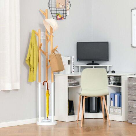 Porte-parapluie Avec Bac égouttoir - Design Moderne, Double Niveau - Pour Couloir, Entrée, Bureau - Blanc