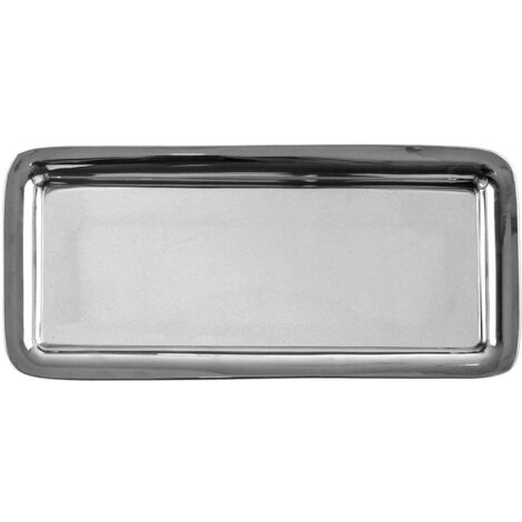 Grands Plateaux De Service En Acier Inoxydable Robustes De 40 X 24 Cm, Assiettes Rectangulaires Argentées Pour Nourriture, Fruits, Fête, Mariage, Noël, Résistant Aux éclats Et Aux Rayures