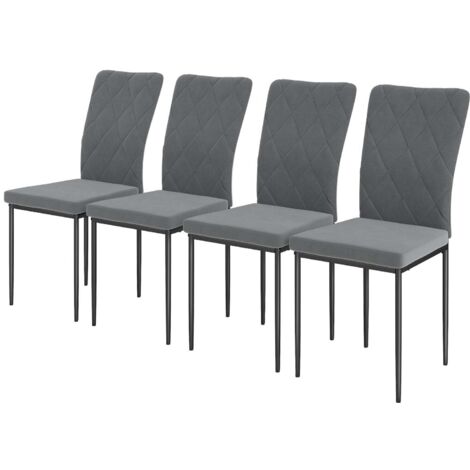 BenyLed Lot de 4 Chaises de Salle à Manger en Velours, Chaises de Cuisine Rembourrées avec Pieds en Métal Noir, Chaises D'appoint pour Le Salon, la BenyLed Lot de 4 Chaises de Salle à Manger en Velours, Chaises de Cuisine Rembourrées avec Pieds en Métal Noir, Chaises D'appoint pour Le Salon, la
