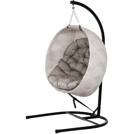 Chaise Œuf Suspendue Intérieur - Osier Lavable, Fond Antidérapant, Noir, Capacité 136 Kg - 10