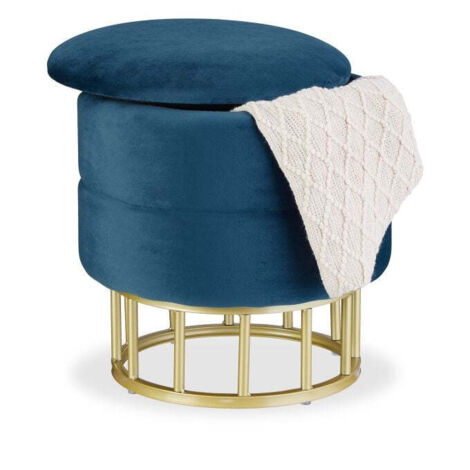 Pouf en velours avec espace de rangement (1/5)