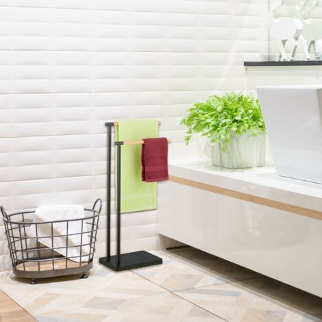 Porte-serviettes Vertical En Plastique Gris 20x16 Cm - Autoportant Pour Salle De Bain, Cuisine, Plan De Travail | 4 étagères Pliables