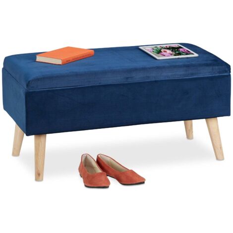 HOMCOM Grand pouf coffre de rangement design contemporain- banc avec espace de r