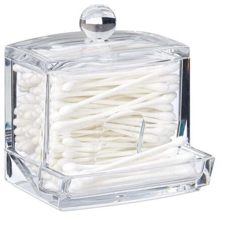 Distributeur De Cotons-tiges En Acrylique Transparent - Lot De 2 - Accessoire Salle De Bain Design - Pour Rangement Bijoux, Trombones