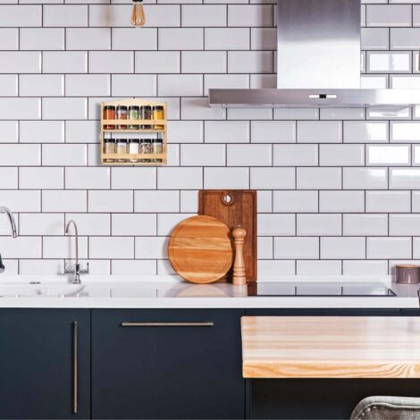 NiHome Étagère à épices multifonction à 3 niveaux pour pots à épices, cosmétiques et plus encore, design élargi en bambou et acrylique pour grands pots, panneaux avant transparents et hauteur accrue NiHome Étagère à épices multifonction à 3 niveaux pour pots à épices, cosmétiques et plus encore, design élargi en bambou et acrylique pour grands pots, panneaux avant transparents et hauteur accrue