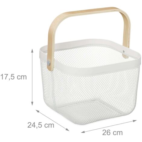 Panier De Rangement En Rotin Carmelit - Avec Poignée Perles - Dimensions 18x20 Cm - Déco Intérieur Ou Mariage