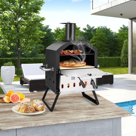 Four a pizza a 2 etages avec grille pierre a pizza pelle a pizza et couvercle etanche 884488