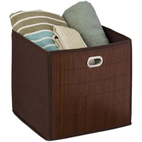 Panier à Linge Pliable WENKO Bahari 20L En Bambou Et Polyester - 38x20x26 Cm, Gris Et Marron