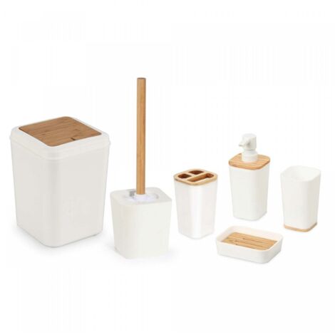 Herzberg hg 04463 ensemble de salle de bain en bambou 6 pieces - creme mate 885405 (1/5)