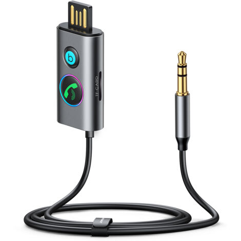 Récepteur émetteur audio sans fil pour voiture, USB, AUX, carte TF, JR-CB7, gris (1/5)