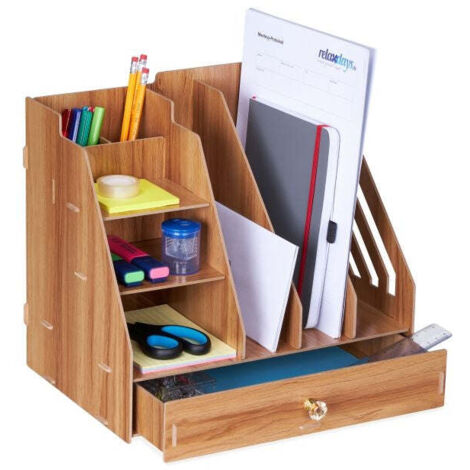 Organiseur De Bureau En Acrylique FEMELI - 8 Compartiments + 1 Tiroir - Blanc - Pour Stylos, Fournitures, Maquillage