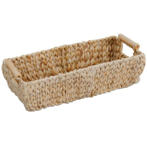 Lot De 4 Paniers Rangement Jacinthe D'Eau EZOWare 18x18x14cm - Naturel Avec Doublure Lin