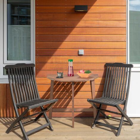 Table pliante demi-ronde bois marron (1/5)
