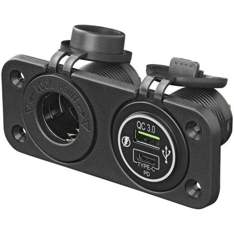 Kit encastrable prise 12v chargeur rapide usb type ac 2 voies 3a (1/5)