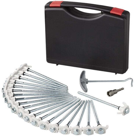 Piquet de tente 20 cm en métal vissable avec crochet plastique + adaptateur - lot de 20 pcs. au cas où (1/5)
