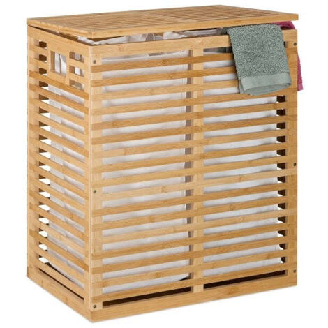 Panier à Linge En Bambou Forthcan – Pliable – Grande Capacité – Meuble De Rangement Naturel