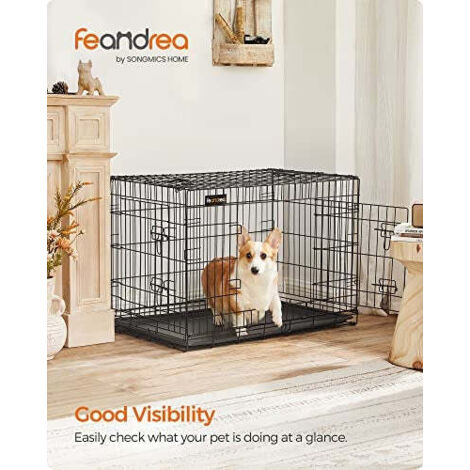 Large double door dog crate with locks easy to clean - Best Secure Dog Crate Locks