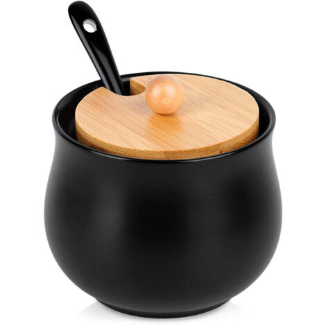 Sucrier en céramique avec cuillère noire 139683 (1/5)