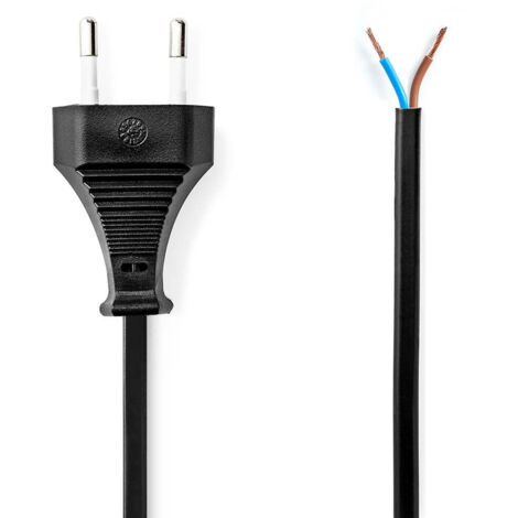 Cable dalimentation euro male ouvrir droit droit nickele 200 m appartement pvc noir etiquette (1/3)