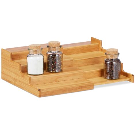 Porte Epices Cuisine Étagère à épices AllSpice En Bambou - 60 Pots Verre, étiquettes, 63x41x12cm étagère épices 60 Pots